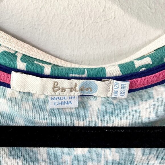 Boden Geometric Casual Weekend Dress Green 8 - Picture 2 of 10